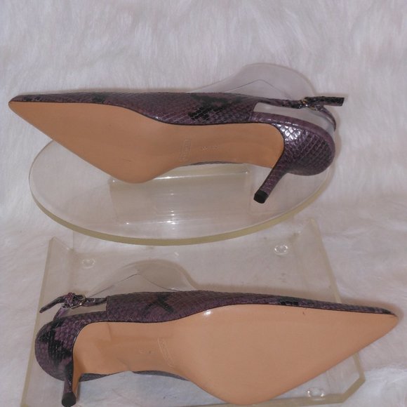 Coach Alena Snakeskin Purple Leather Pointy Slingbacks Heels Womens Size 9 M - Picture 11 of 12